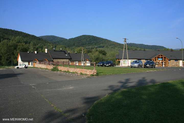  The parking lot, on the right the sanitary building