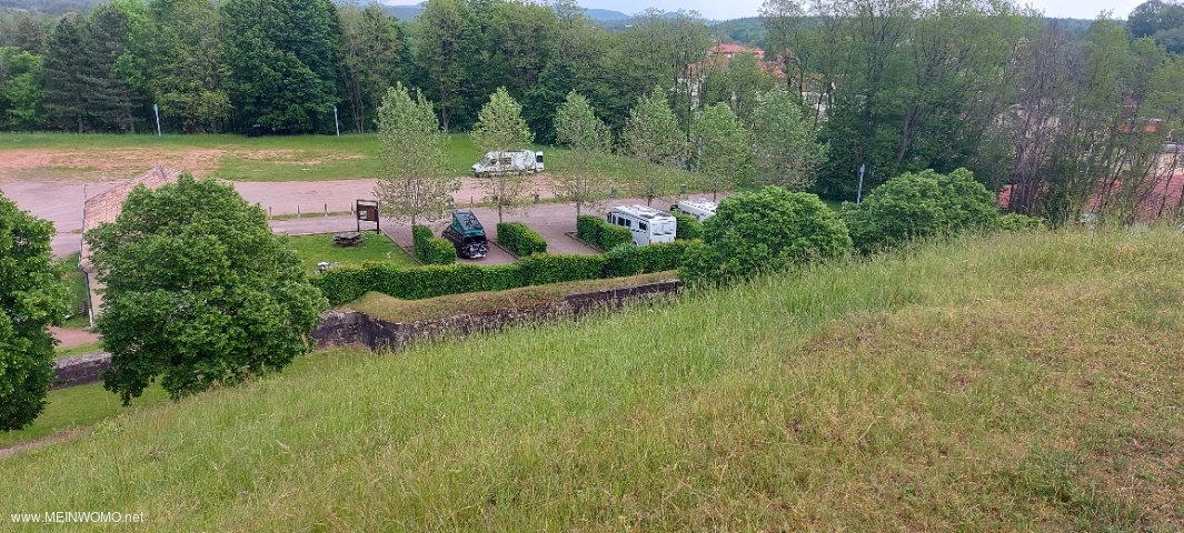  The parking space seen from the fortress. The hedge growth between the squares has now grown consid ...