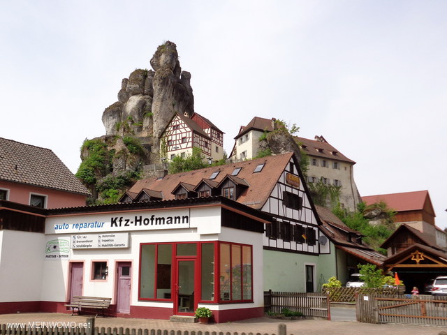  in the rock village Tchersfeld the half-timbered houses seem to cling to the rock towers 