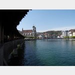Luzern - Kapellbrcke mit Blick auf die Jesuitenkirche 