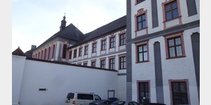 Renovierte Fassaden der Klostergebude in Kaisheim