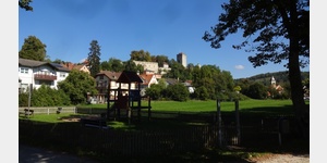 Blick zu Burg und Schloss Pappenheim