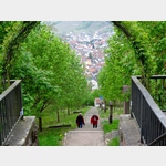 Blick auf die 612 Stufen der Treppe von Groheubach herauf zum Kloster Engelberg