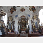 Hafurt-Augsfeld: Blick aus dem Langhaus zum Hauptaltar der prachtvollen Barockkirche.