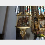 Pfarrkirche Selach: prachtvolle Prozessionsstange - mitgetragen bei Prozessionen - mit einer Abbildung der 14 Nothelfer