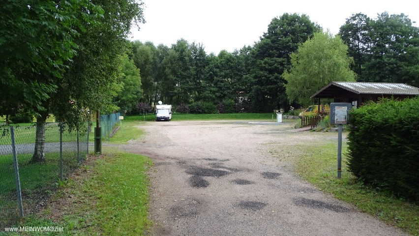  Parking space seen from the entrance. The left goes to the Camping Municipal  