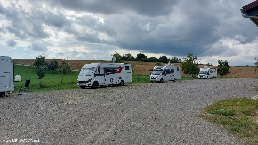 Here is the parking space on a Thursday in September. A day later there were 9 motorhomes here. . .  ...
