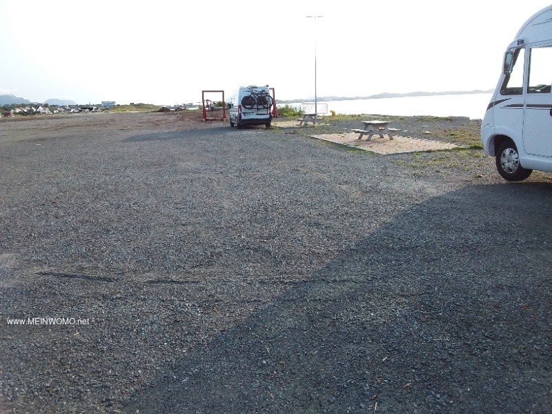 Huge parking area - partly gravel, partly asphalt