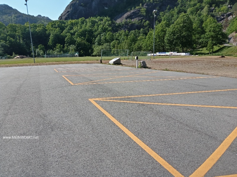 Parking space and sports field 