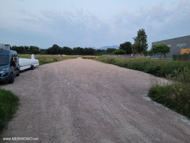  Parking space taken from the driveway. In the background the motorway. @Also offers space for very  ...