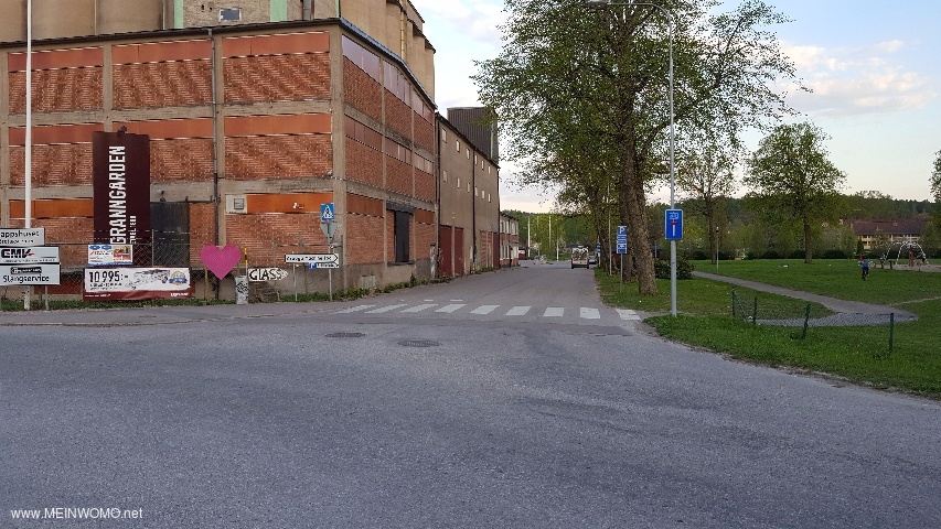  Entrance to the parking lot from the street Stureleden corner Fabriksgatan..  @Pitch is the right r ...