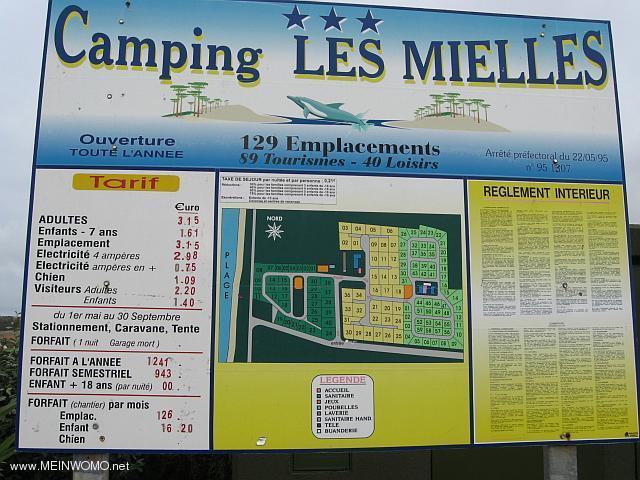  Camping Les Mielles, cartello allingresso (settembre 2012)