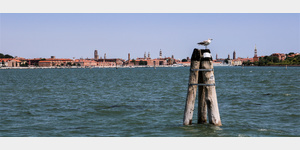 Panorama bei Anfahrt von Camping Fusina auf Venedig