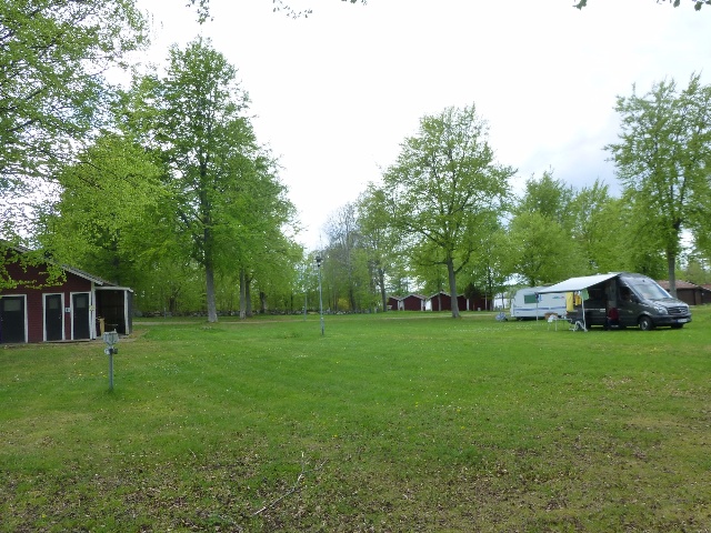  View over the camping area with sanitary facilities