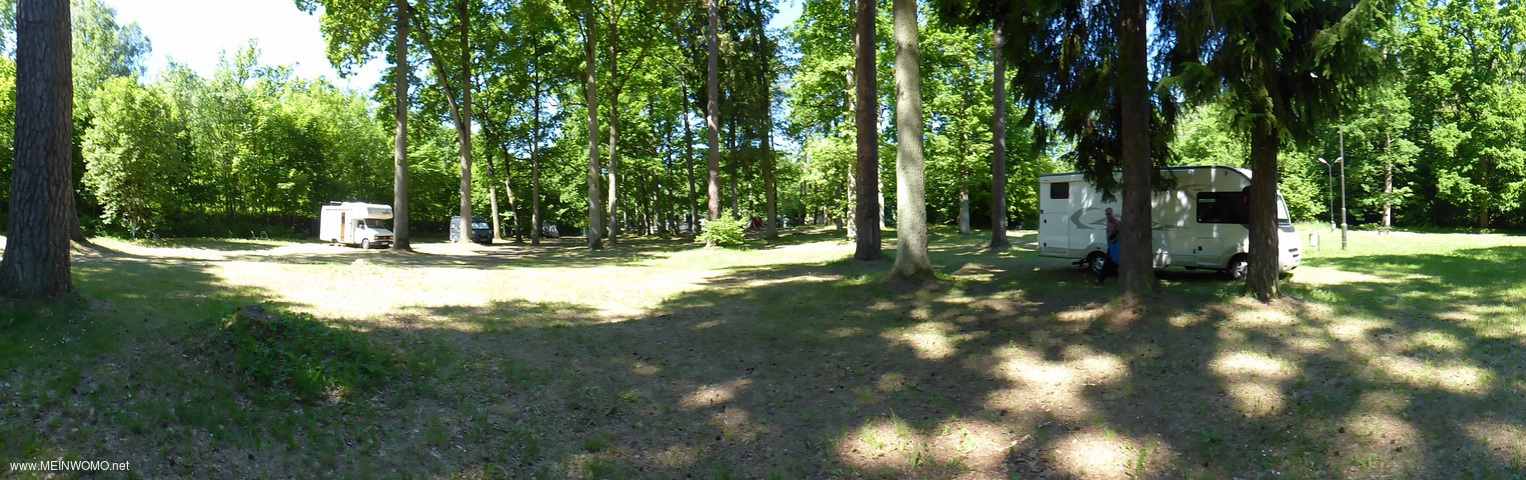 Panoramische parkeerplaats Wolfsschanze, zeer rustig, gedeeltelijk onder hoge bomen