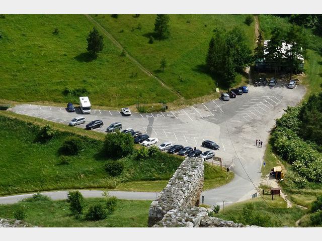 View from the Spiš Castle to the parking lot