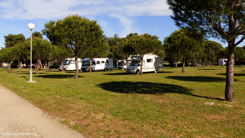 Opvouwbare staanplaatsen op de camping Stoja in Pula, zodat je er gewoon voor staat..  De ACSI-plaa ...