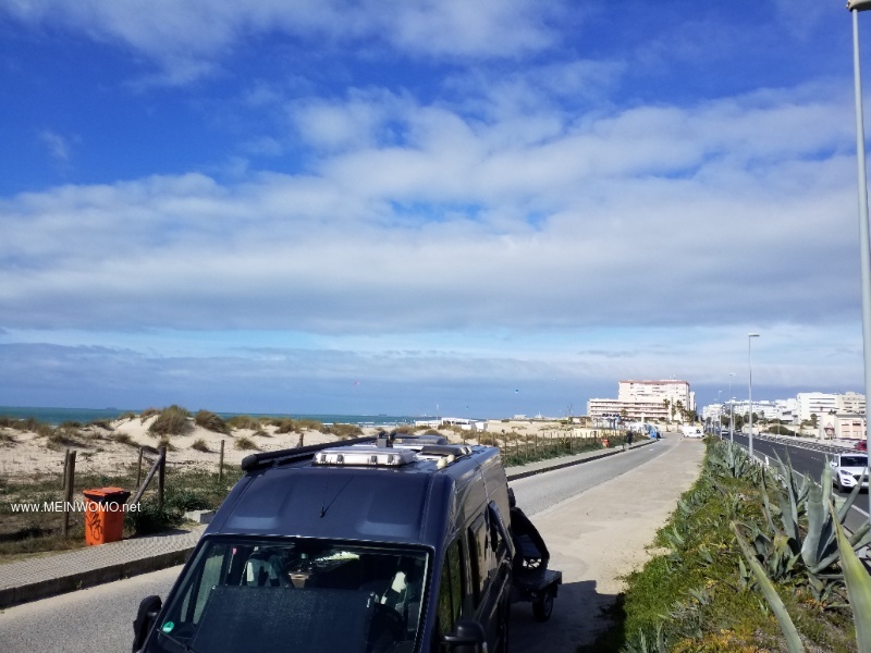 Street parallel to the beach and highway
