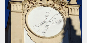 Die Sonnen-Uhr am Kirchturm in Gallipoli