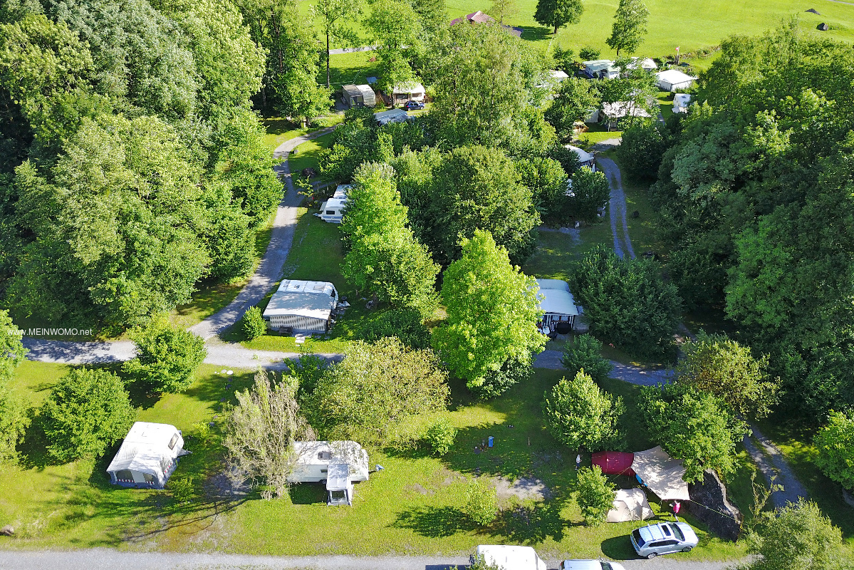Luftaufnahme der Stellpltze vom Campingplatz Balmweide