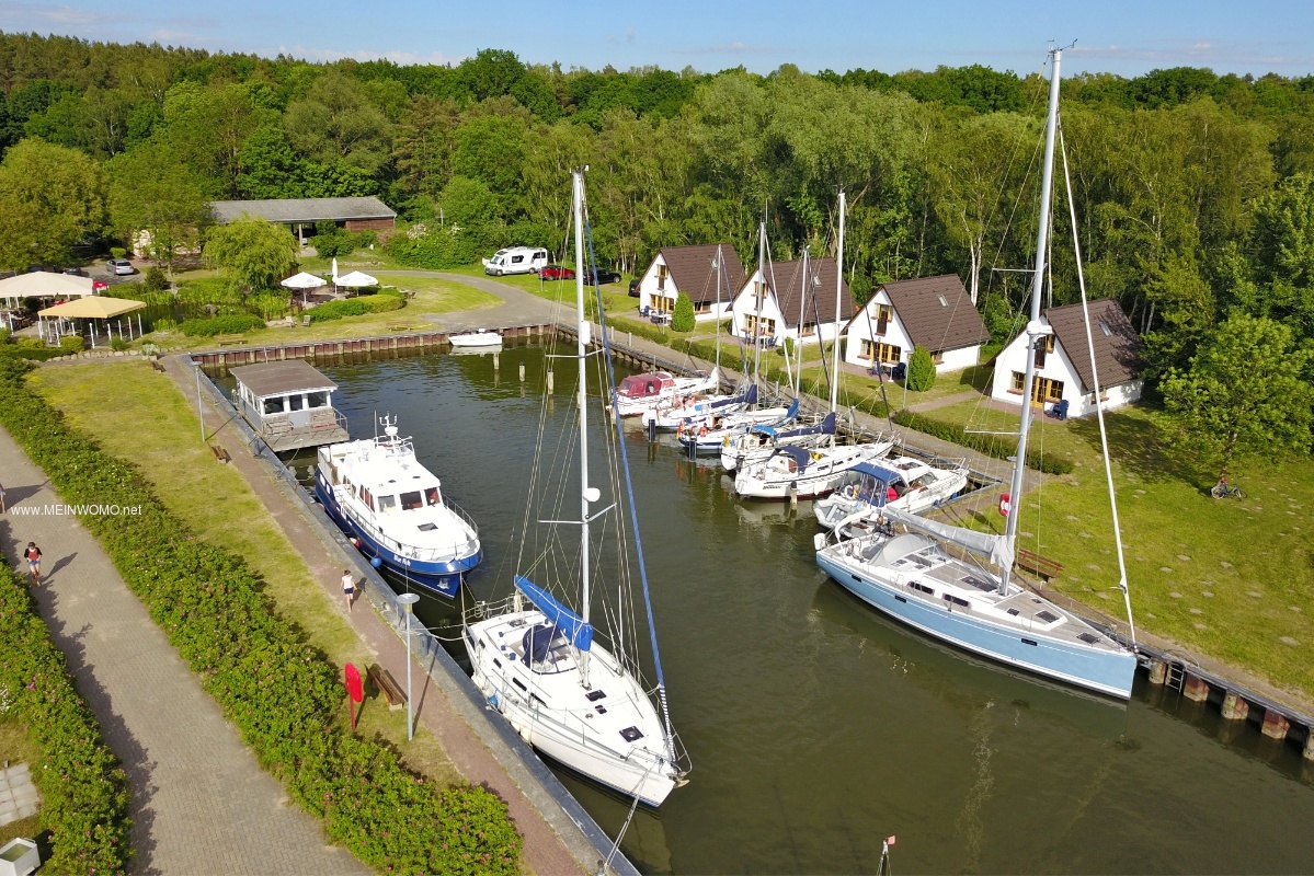 Aerial view of the motorhome parking space To the old fish smokehouse