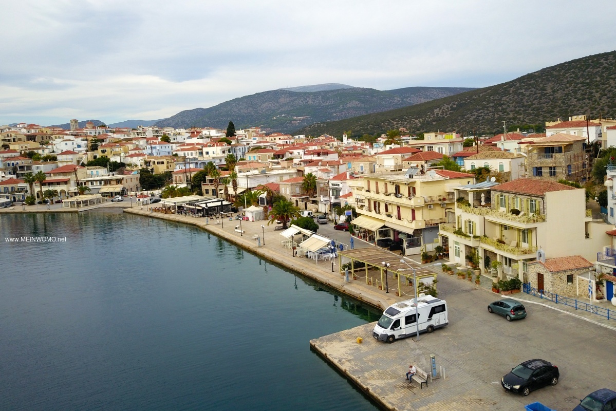 Aerial view from the parking lot at the port of Ermione
