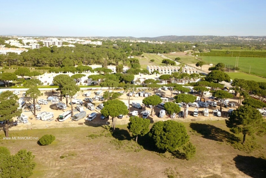 Aerial view of the Algarve Motorhome Park Falesia