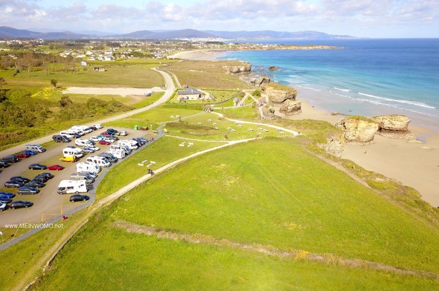 Aerial view of the Ribadeo pitch at Playa de las Cathedrales 