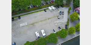 Luftaufnahme vom Parkplatz Alpenquai