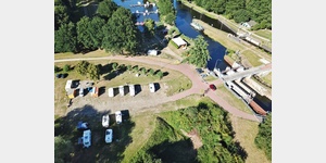 Luftaufnahme vom Wohnmobilstellplatz Wasser Wander Zentrum Dmitz