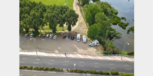 Luftaufnahme vom Wohnmobilparkplatz Puente de Sanchez