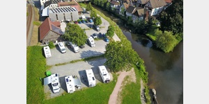 Luftaufnahme vom Wohnmobilstellplatz Lehwiese