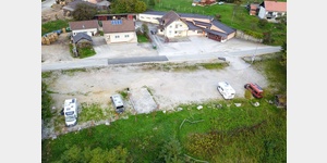 Luftaufnahme vom Stellplatz am Hostel Plitvice Rastake