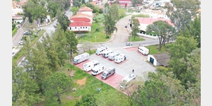 Luftaufnahme vom Stellplatz Area de Minas de Rio Tinto