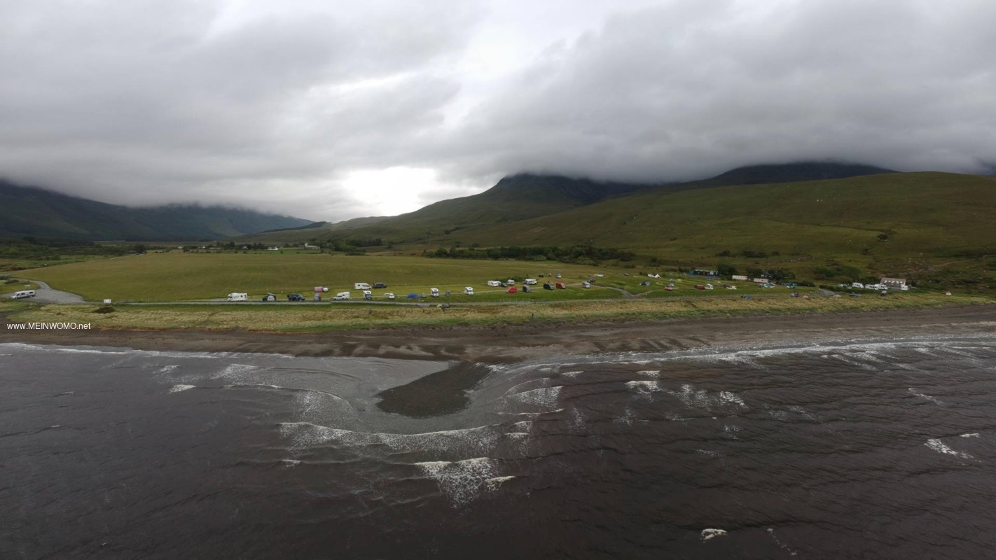  Drone photo from the vast meadow area - the Cuillin Hills unfortunately in clouds.