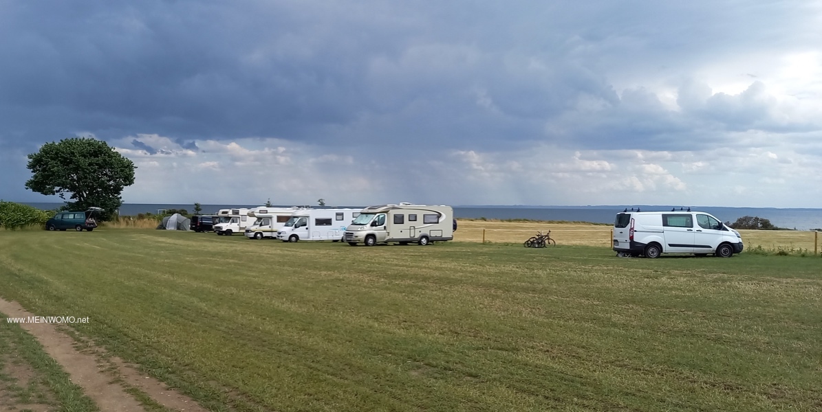 La bande verte temporairement libre entre le camping et la mer Baltique