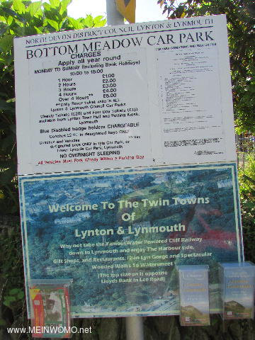  Information board and price list