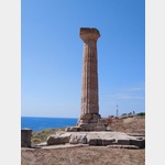 Die letzte erhaltene dorische Sule des ehemaligen Hera - Tempels steht einsam am Kap. 