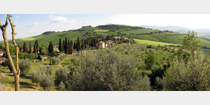 Monticchello - Blick vom westlichen Ortsrand in die Toskana, Monticchiello (Arrivo), 53026 Pienza Sienna, Italien