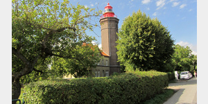 Der achteckige Leuchtturm Dahmeshved wurde 1880 in Betrieb genommen. Sein Licht reicht 42,6 km weit.