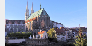 Grlitz, Blick von der polnischen Seite der Altstadtbrcke auf die Pfarrkirche St. Peter und Paul.