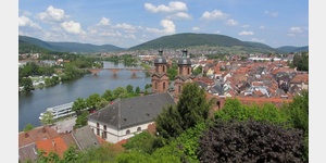 Miltenberg, Blick von der Mildenburg auf die Altstadt und den Main
