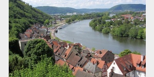 Miltenberg, Blick von der Mildenburg mainabwrts nach Heubach