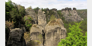 Blick von der Basteibrcke zur Wehlsteinaussicht (links oben)