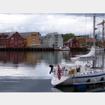 Speicherhuser im Hafen von Troms, Lvhaugen Bygdemuseum, 9008 Troms, Norwegen