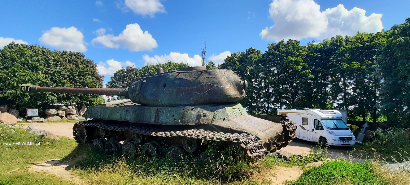 Parking lot with tank
