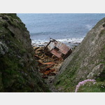Ein gestrandetes Schiff in Lands End, Sennen, Penzance, Cornwall TR19, Vereinigtes Knigreich