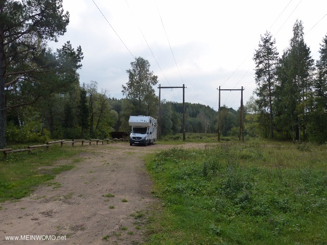  Rear parking lot - The Gauja is behind the camper - left are picnic areas