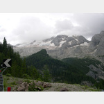 Am Falzarego Pass vor Cortina de Ampezzo, Schnee im Juli