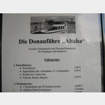 Preisschild der Donaufhre Altaha